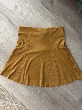 Potter's Pot Faux Suede Panelled Mini Skirt, Camel, Size S